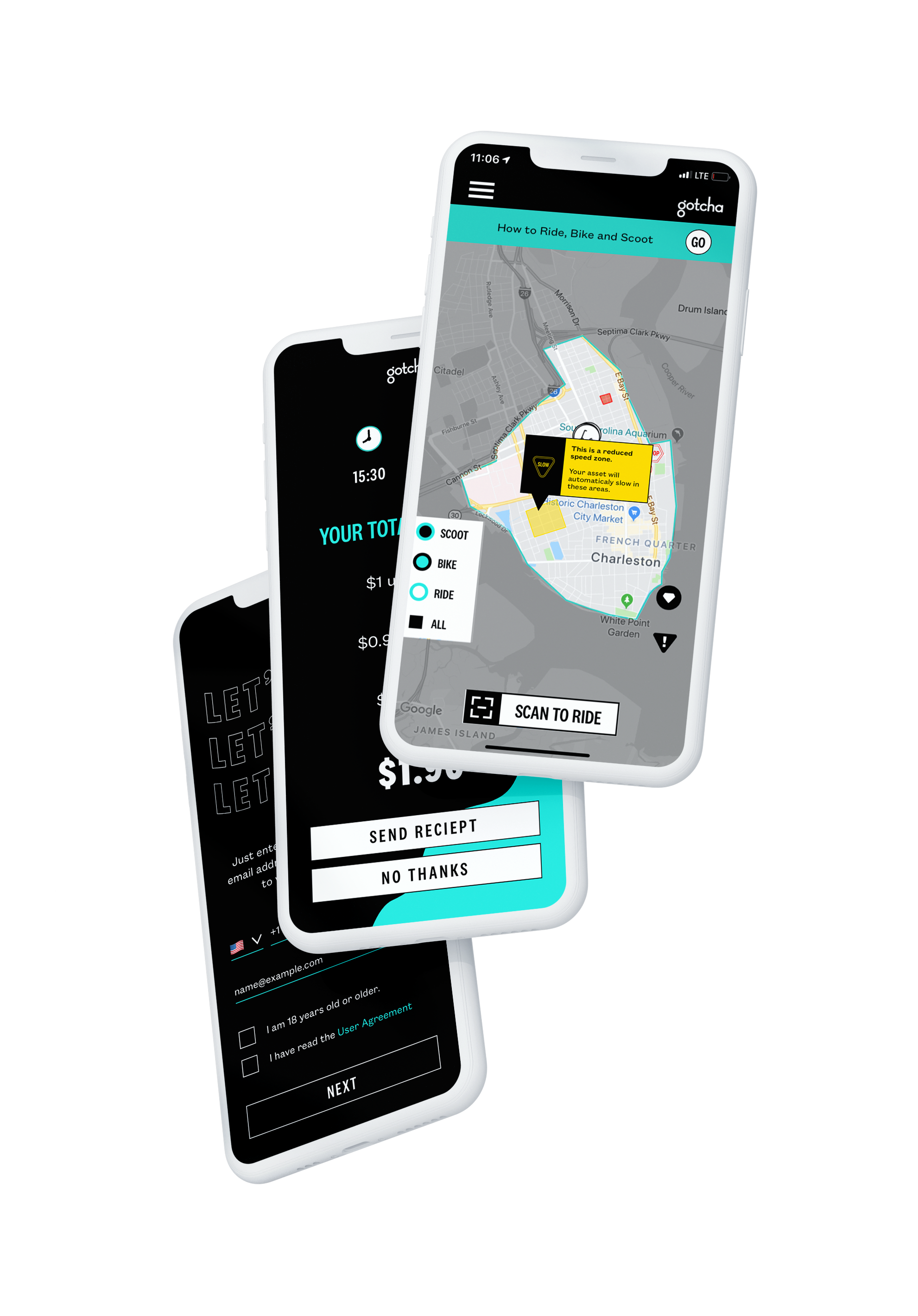 Gotcha App Three Screens